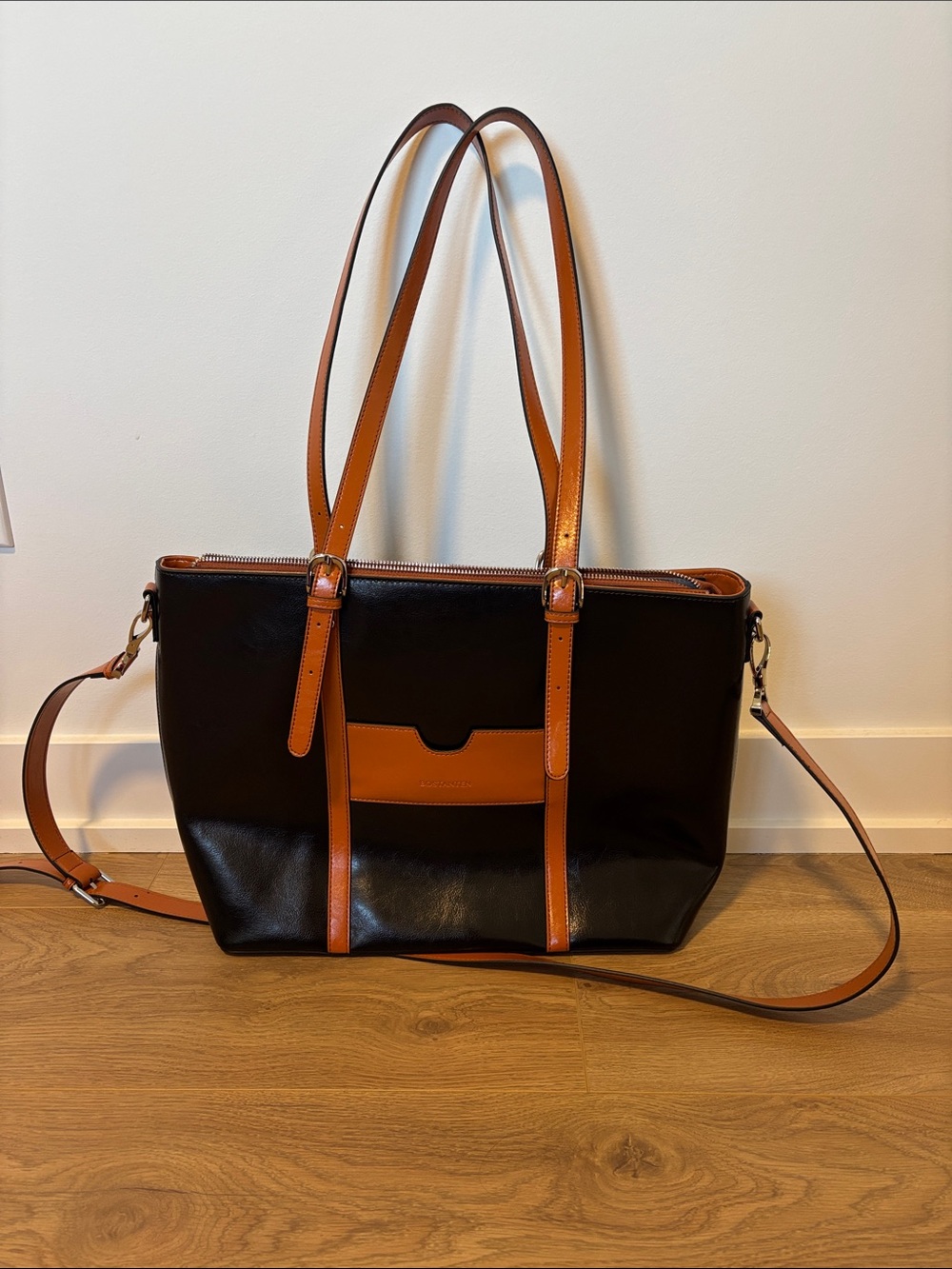 BOSTANTEN Women Leather Laptop Shoulder Handbag Vintage Briefcase 15.6